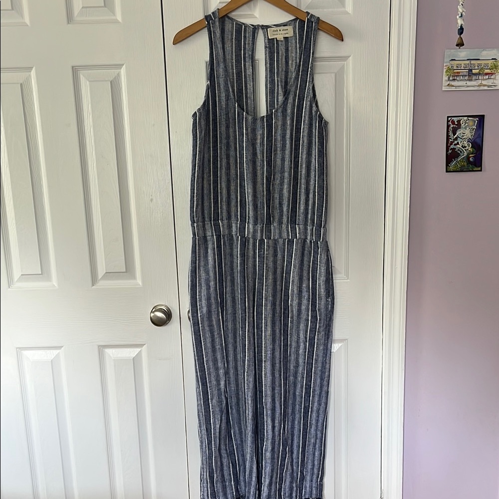 Anthropologie Cloth and Stone linen blend jumpsuit size M Pockets